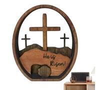 Vhjlfig 2 Pieces Empty Tomb Easter Scene Wooden 13.9x11.4cm Easter Decoration Home Ornament He Is Risen Easters Holiday Decorations For The Birth Of Jesus For Desk And Table