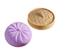 Vhjlfig Bun Bao Sensory Fidget Toy With 9x9cm Food Steamer ABS 8x8cm Soft Dumpling Squishy Stress Balls Stress Relief Bun For Boys Girls Children Adults Students Home Office School Classroom