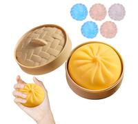 Vhjlfig Bun Bao Sensory Fidget Toy With 9x9cm Food Steamer ABS 8x8cm Soft Dumpling Squishy Stress Balls Stress Relief Bun For Boys Girls Children Adults Students Home Office School Classroom