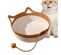 Vhjlfig Cat Desk Bed 50x50x17cm Basket Beds Cotton Rope Cats Washable Hand Woven Nest Scratch Board With Cute Ear Allow Your Lovely Study And Work With You Up