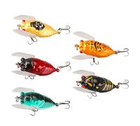 Vhjlfig Fishing Lure Kit, 5 Pieces Fishing Equipment Floating Baits for Saltwater | Waterproof Lures Set with Storage Box for Lake Kayak Sea Fresh Water Outdoor