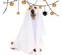 Vhjlfig Halloween Ghost Dog Costume Polyester 75x120cm White Ghost Dog Cape Halloween Ghosts Pet Cloak For Cats Walk Outdoor Celebrations Photo Props Fit Puppies Dogs And Cats
