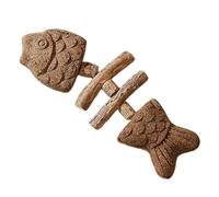 Vhjlfig Kitten Teething Toy, Fish Bone Chewing Material, Interactive Chew Toy, Cute Wooden Kitten Against Boredom for Indoor and Outdoor Use