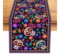 Vhjlfig Mexican Skull Decor | Mexican Sugar Skull Decor Tablecloths - Rustic Linen Tablecloth, Mexican Theme Party Supplies, Day of the Dead Decorations for Festival