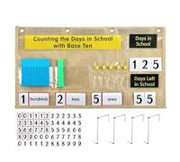 Vhjlfig Pocket Chart for Counting the Days, with 4 Hooks and Ten Magnetic Base, How Many Days of School Chart for Primary Preschool and Homeschooling