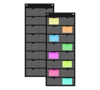 Vhjlfig Record Storage Pouch | Transparent Wall Protector 16 Compartments | Office Record Sleeves | for Office Library School Classroom Recipes Photos Memo, Black, Se référer au descriptif, Refer to