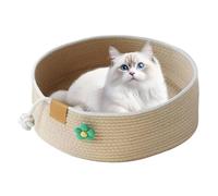 Vhjlfig Round Cat Bed, Indoor Round Basket for Small Cats - Sleeping House and Sofa Scratching Post for Dogs and Puppies Winter Summer