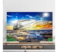 VHKJewE Seaside Beach Printing Dust Proof For Wall Mounted Desktop Curved Screen(A,55in(130x80cm))