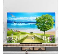 VHKJewE Seaside Beach Printing Dust Proof For Wall Mounted Desktop Curved Screen(B,80in(188x110cm))