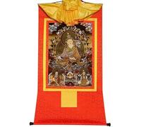 VHKJewE Three Forms of Guru Rinpoche,Padmasambhava,Lotus Born, Buddhist Thangka Brocade,Black Type(Red,Medium(62cm*47cm))