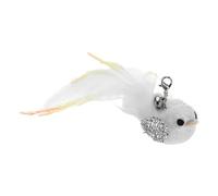 VHKJewE with Realistic Bird Replacement Head Feathered Design with Bell for Indoor Play Encourages Physical Activity(Silver)