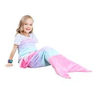 VHOME Children's Mermaid Blanket Gifts - Warm Living Room Sofa Blanket Children Cuddly Blanket for Christmas Birthday Gift (K1-Pink, Children 120 cm x 48 cm)