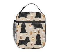 VhoMes Black Cocker Spaniel Dog with Coffee Sand,Lunch Bag,Insulated Lunch Box Lunch Tote Bag Picnic Lunch Box for Work School Picnic