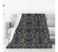 VhoMes Blanket Art Deco Fancy Blue Soft Throw Blanket All Season Warm Blankets Lightweight Fuzzy Flannel Throws for Bed Sofa Couch 150X125 CM