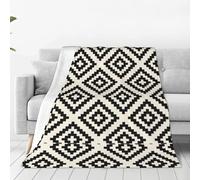 VhoMes Blanket Geometric Pattern Black And Cream Soft Throw Blanket All Season Warm Blankets Lightweight Fuzzy Flannel Throws for Bed Sofa Couch 150X125 CM