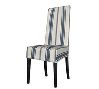 VhoMes Chair Covers Blue And White French Jacquard Stripe Printed Dining Chair Protection Cover Stretchy Chair Slipcover For Hotel