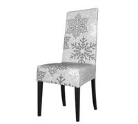 VhoMes Chair Covers Christmas Sparkling Silver Gray And White Snowflakes Printed Dining Chair Protection Cover Stretchy Chair Slipcover For Hotel