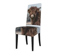 VhoMes Chair Covers Highland Cow Scottish Wildlife Printed Dining Chair Protection Cover Stretchy Chair Slipcover For Dining Room Kitchen Hotel