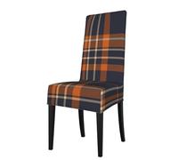 VhoMes Chair Covers Navy Blue And Orange Plaid Printed Dining Chair Protection Cover Stretchy Chair Slipcover For Dining Room Kitchen Hotel