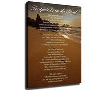 VhoMes Inspirational Footprints Poem in the Sand Poster Home Wall Art Decor Canvas Painting HD Picture Print Bedroom Living Room Decor (Unframed,12×18inch)