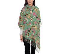 VhoMes Scarf Border Terrier Florals Dog Breed Tassel Shawl,Warm Fringe Scarf Luxurious Ladies' Wrap,For All Seasons 72 X197 CM