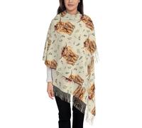 VhoMes Scarf Highland Floral Cow On Tan Tassel Shawl,Warm Fringe Scarf Luxurious Ladies' Wrap,For All Seasons 72 X197 CM