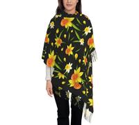 VhoMes Scarf Seamless Background Design With Daffodil Flowers Tassel Shawl,Warm Fringe Scarf Luxurious Ladies' Wrap,For All Seasons 72 X197 CM
