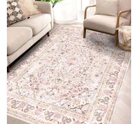 Vhong Pink Area Rugs Washable Boho Vintage Modern Neutral Small Carpet 4×6 High Traffic Rugs for Dinning Room Living Room Bedroom Girls' Room Nursery Room Non Slip