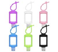 VHOPMORE 6Pcs Travel Size Empty Hand Sanitizer Holder with Silicone Keychain, 2 oz Leak Proof Refillable Plastic Bottles Portable Travel Containers with Detachable Silicone Case