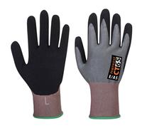 Portwest CT VHR15 Nitrile Foam Cut Glove, Size: XS, Colour: Grey/Black, CT65G8RXS