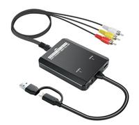 VHS to Digital Capture Card - USB 1080P Video Capture Card with HDMI Loop Out, RCA AV to USB C/A for VCR/Hi8/DVD/PS2/Wii, Analog to Digital Converter, Effortless Record & Preview Old Videos on TV/PC