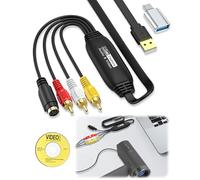 VHS to Digital Converter Kit, USB Video Capture Card with RCA & S-Video Input, 1080P HD Audio Video Converter, USB Audio Capture Device for VHS Player, PC, DVD to Digital Compatible Windows Mac OS