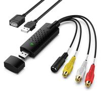 VHS to Digital Converter,RCA to USB Audio Video Converter,USB 2.0 Video Capture Card,Convert VHS to Digital from VHS VCR Mini DV Hi8 DVD for MAC/PC