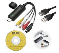 VHS to Digital Converter USB Video Capture Card Audio Video Grabber Converts RCA to USB Audio Video Converter Device with Scart/AV for Mini DV Hi8 DVD VCR to Digital Adaptor for Windows XP Vista