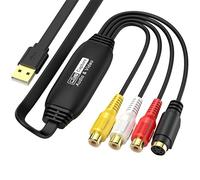VHS to Digital Converter, USB Video Capture Card, RCA AV to USB Audio Video Transfer Grabber, Convert Analog VHS VCR to Digital Adapter for PC DV Camera DSLR DVD Compatible PC TV, MAC Windows Vista