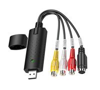VHS to Digital Converter, USB Video Capture Device for VCR TV Hi8 to DVD Digitiser, Analogue Video Grabber Adapter for Windows 10/11 & Mac, with RCA S-Video Support and Lead