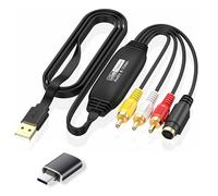 VHS to Digital Converter with USB-C Adapter, USB 2.0 Video Capture Device with RCA & S-Video Input, Transfer VCR Mini DV Camcorder Tapes to DVD PC, Supports Windows 11 10 PAL NTSC 1080P, 1M Cable