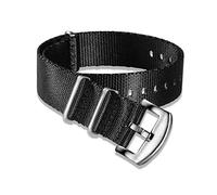 VHTDFEVXO Leather Watch Band, 18mm/20mm/22mm/24mm NATO Watch Band Nylon Grey One-Piece Replace Seatbelt Straps for Men Or Women(Black Silver,20mm)