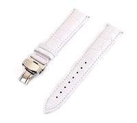 VHTDFEVXO Leather Watch Band, Men Women Crocodile Grain Leather Watch Band Strap 12mm /13mm /14mm /15mm /16mm /17mm /18mm /19mm /20mm /21mm /22mm /24mm Watchband(White,15mm)