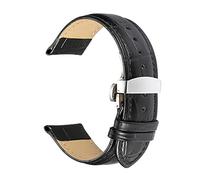 VHTDFEVXO Leather Watch Band, Watch Bands Leather Strap 18mm /19mm /20mm /21mm /22mm /24mm Padded Pattern Watchband(Black with Silver,20mm)