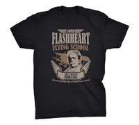 VHUGrtiok Flashheart Flying School Blackadder Inspired Funny T-Shirt Comedy Retro Black L