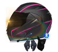 VHVYWY 2-in-1 Bluetooth Modular Motorbike Helmet Full Face Flip Up with Dual Sun Visors, DOT/ECE Approved Helmets Built-in Auto-Answer System for Men Women 03,S