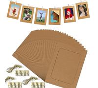 Vhzozx Cardboard picture frame 5x7 Paper Photo Frame 7x5 paper picture collage for wall decor cardboard photo frames collage picture frame photo clips jute twine (kraft paper frame 30 packs)