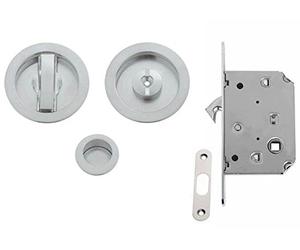 VI.TEL. e0262 N 51 Kit with Lock for Sliding Doors, Satin Chrome