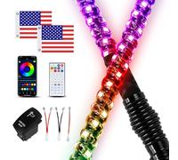 VI9000 2 Pack 4FT Whip Lights with Spring Base, LED Whip Light with App & Remote Control, Spiral RGB Chasing Lighted Whips with Rocker Switch, Music Whip Light for UTV ATV