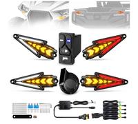 VI9000 UTV Arrow Sequence Turn Signal Kit with 4 IN 1 Integrated Switch 110db Horn, White DRL/Red Running Light Aluminum House Universal Street Legal Blinker kit for UTV Polaris Can-Am Side by Side