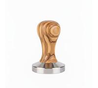 VIA CREMA Coffee Tamper. Portafilter Tamper. Coffee Tamper, Made in Italy. Coffee Machine, Portafilter Accessories (Olive Wood, 53 mm)