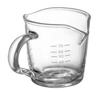 VIA CREMA Double Spout 70 ml Espresso Shot Glass with Anti-Scald Wooden Handle