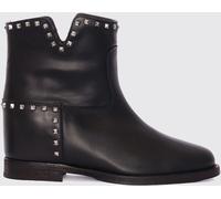 Via ROMA 15 Studded and Embroidered Leather Ankle Boots with Low Heel - Size: 38 - female