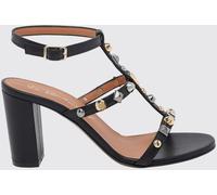 Via ROMA 15 T-Strap High Heel Leather Sandals with Stud Application - Size: 38 - female